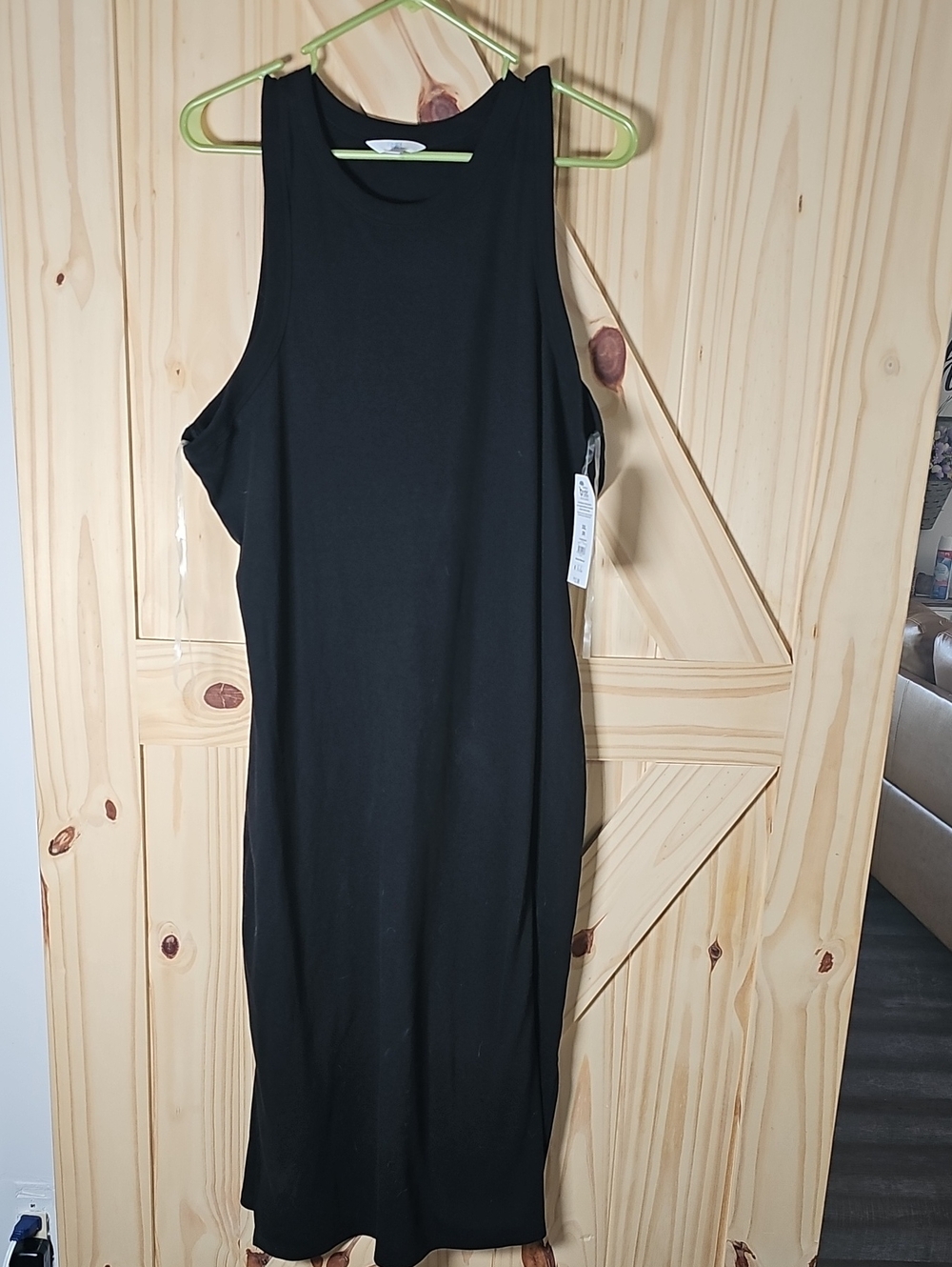 Women’s Black Sleeveless Midi Dress - Ribbed Cotton